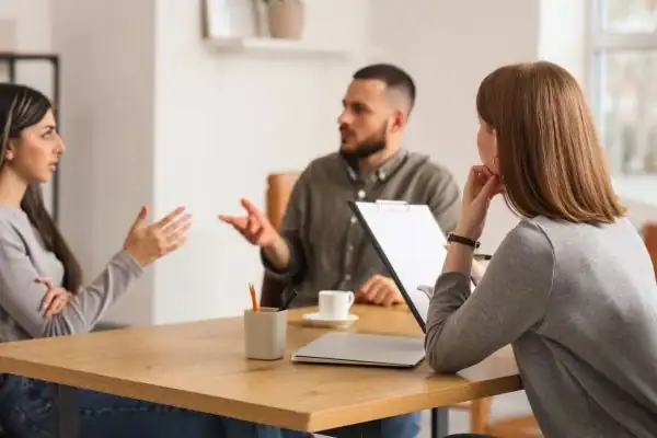 Image of couple access free mediation using family mediation voucher scheme Stockport
